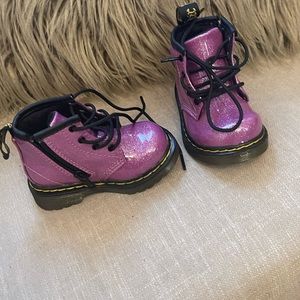 Dr Marteen purple glitter bootie for infant